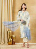 Pure Cotton Kurta Pant Set With Kota Doria Dupatta