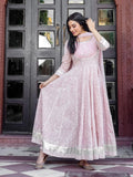 Light Pink Anarkali Kurta Pant Set With Dupatta