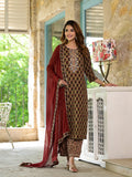 Brown Zardozi Work Straight Fit Kurta Set For Women