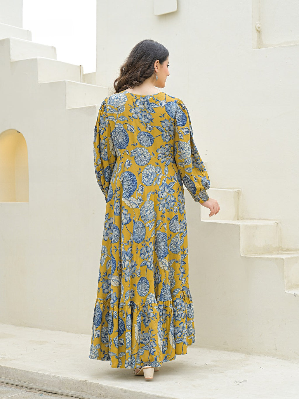 Mustard Flare Midi Dress