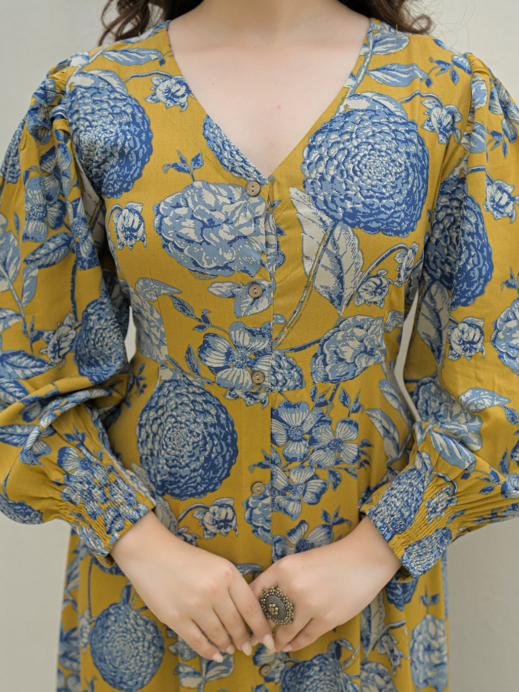 Mustard Flare Midi Dress
