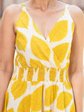 Yellow Printed Cotton Fit & Flare Dress