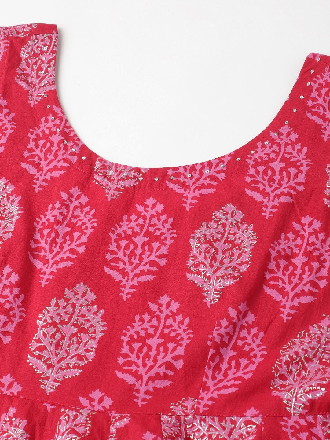 Floral Print Cotton Anarkali Kurta Pant Set With Dupatta