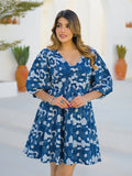 Blue Printed Pure Cotton Dress