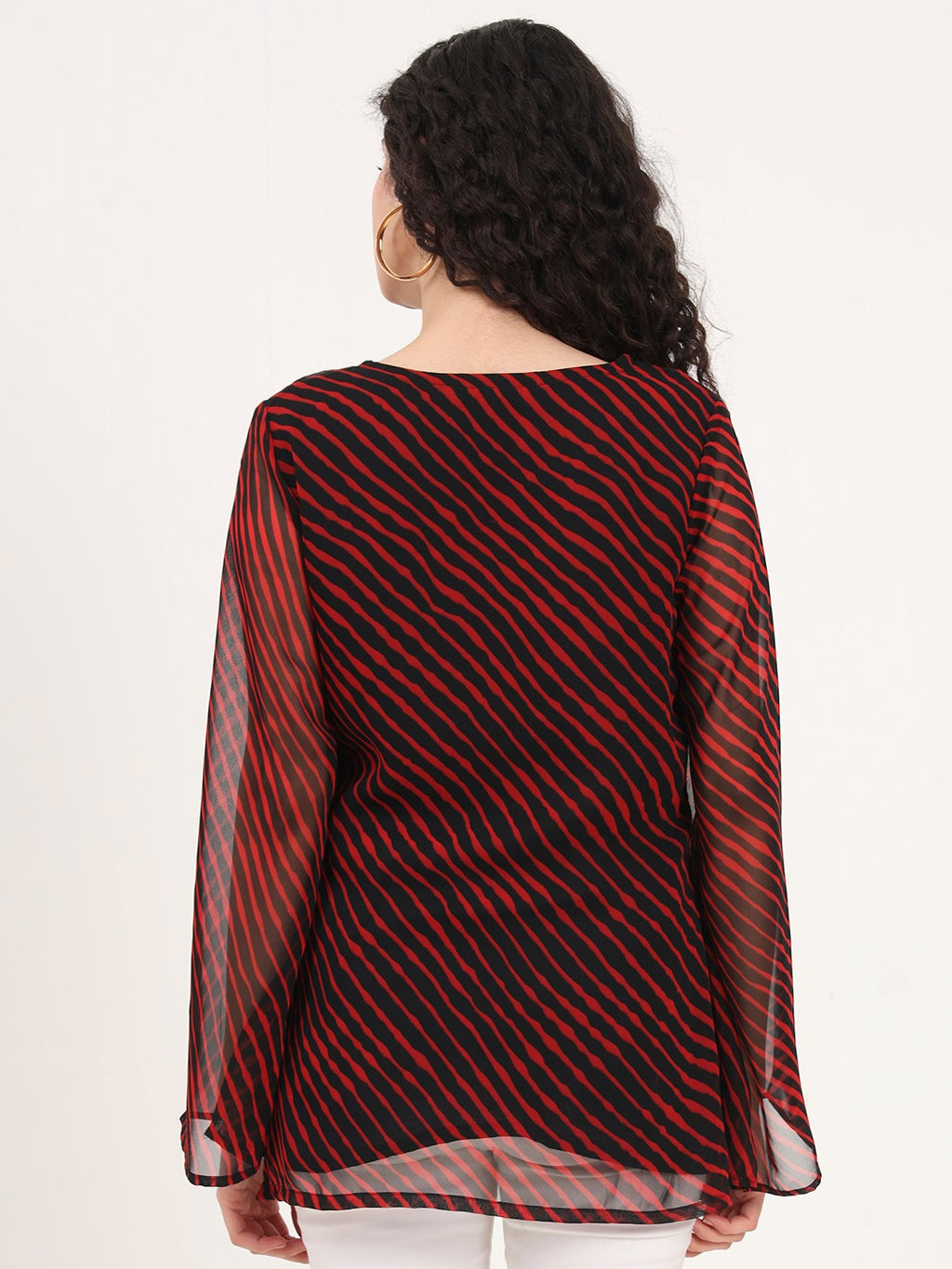 Black Leheriya Gotta Patti Work V-Neck A-Line Top