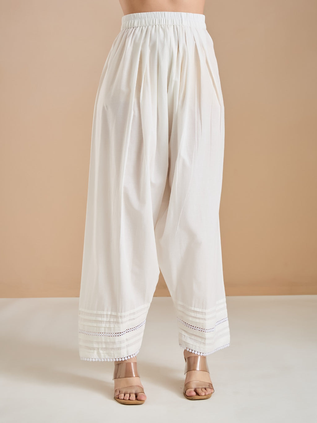 Pure Cotton Straight Fit White Kurti With Farshi Salwar