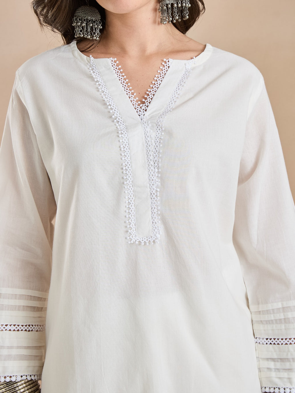 Pure Cotton Straight Fit White Kurti With Farshi Salwar