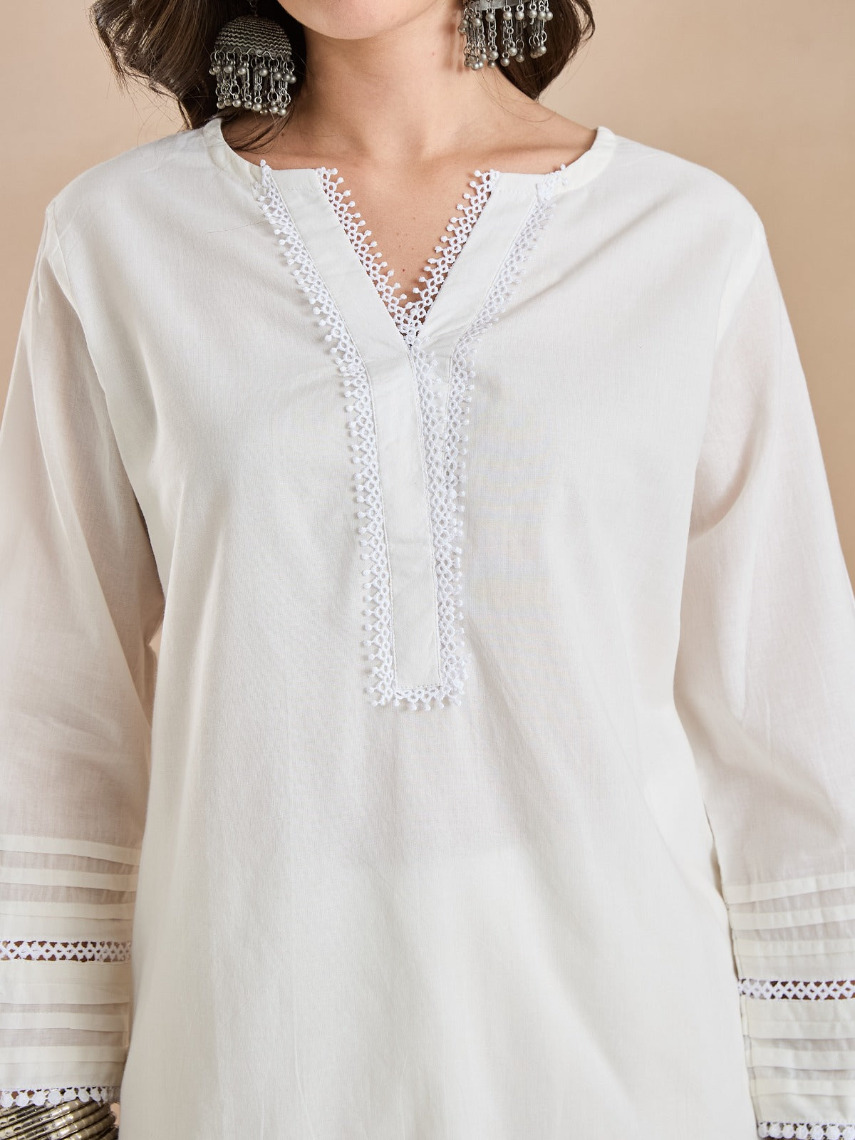 Pure Cotton Straight Fit White Kurti With Farshi Salwar
