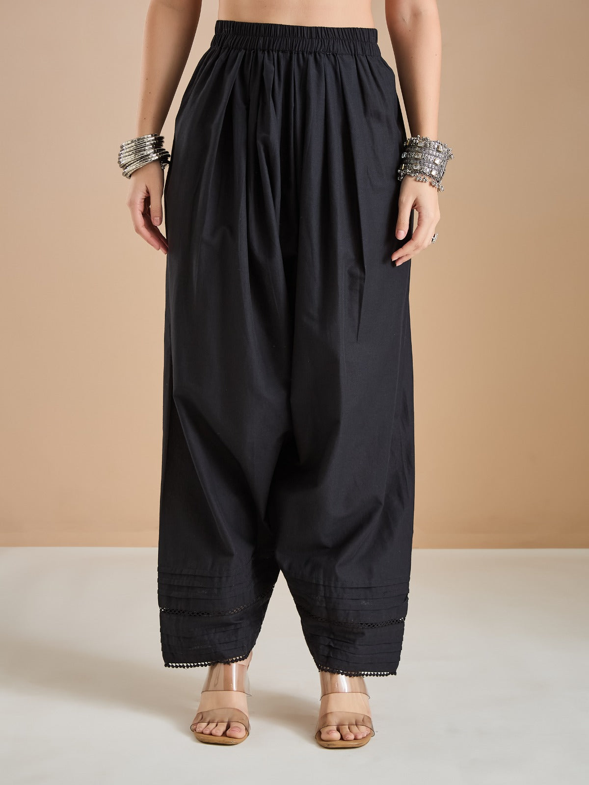 Pure Cotton Straight Fit Black Kurti With Farshi Salwar