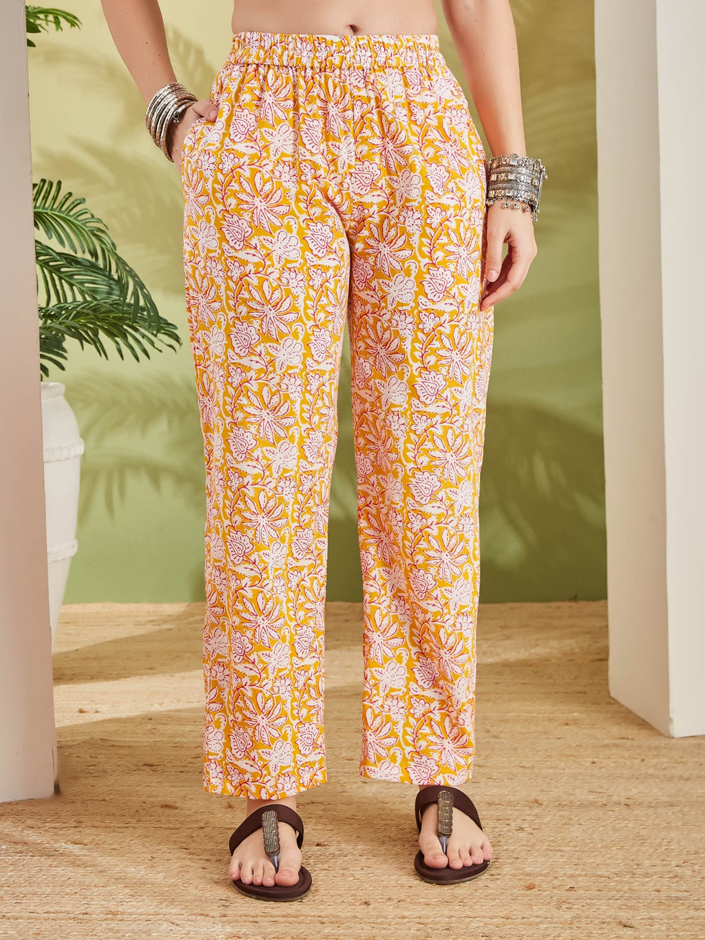 Floral Print Pure Cotton Straight Fit Night Suit