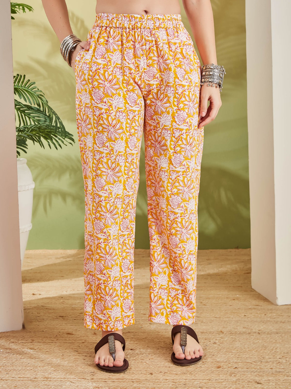 Floral Print Pure Cotton Straight Fit Night Suit