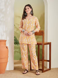 Floral Print Pure Cotton Straight Fit Night Suit