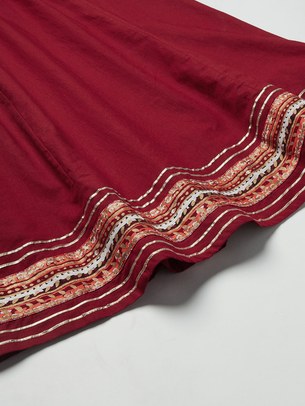 Maroon Cotton Kurta Palazzo Set with Net Dupatta