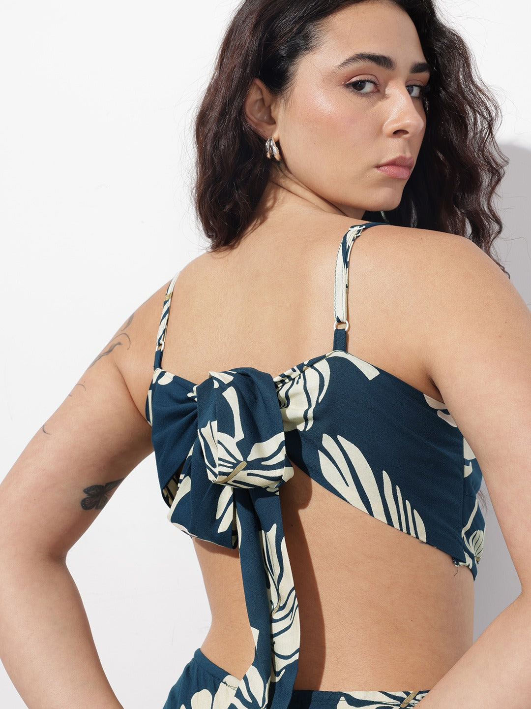 Blue Shoulder Strap Viscose Rayon Fit & Flare Maxi Dress