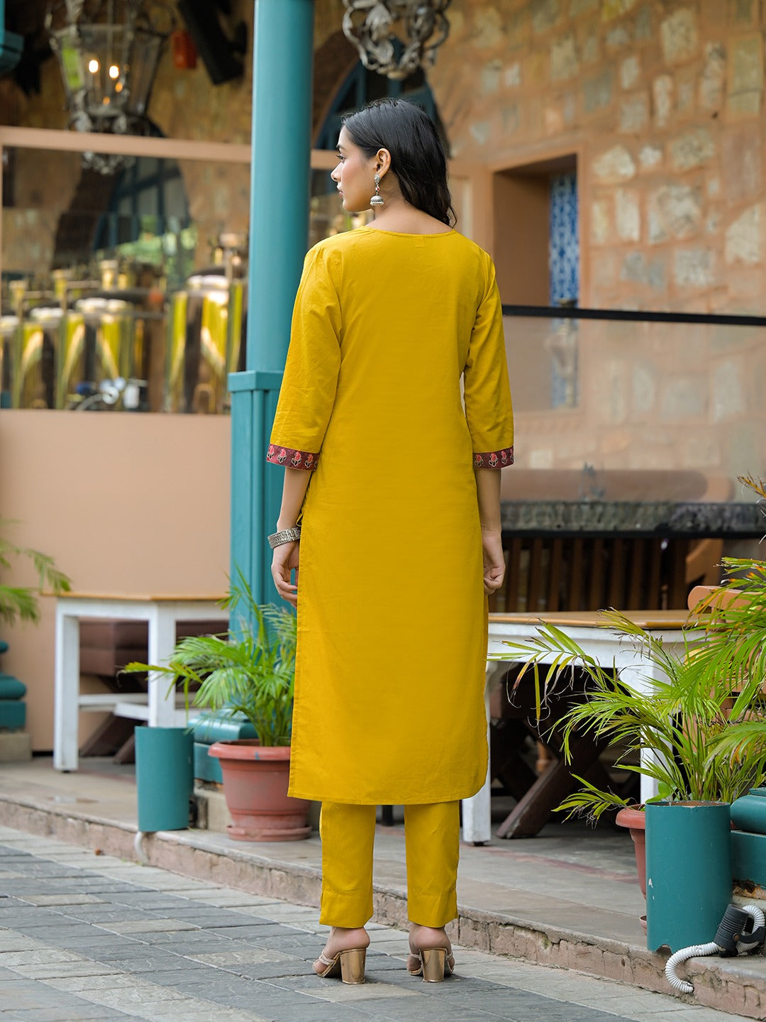 Women’s Mustard Pure Cotton Kurta Set with Dupatta