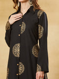 Women’s Black Foil Print Viscose Rayon Kurta Set