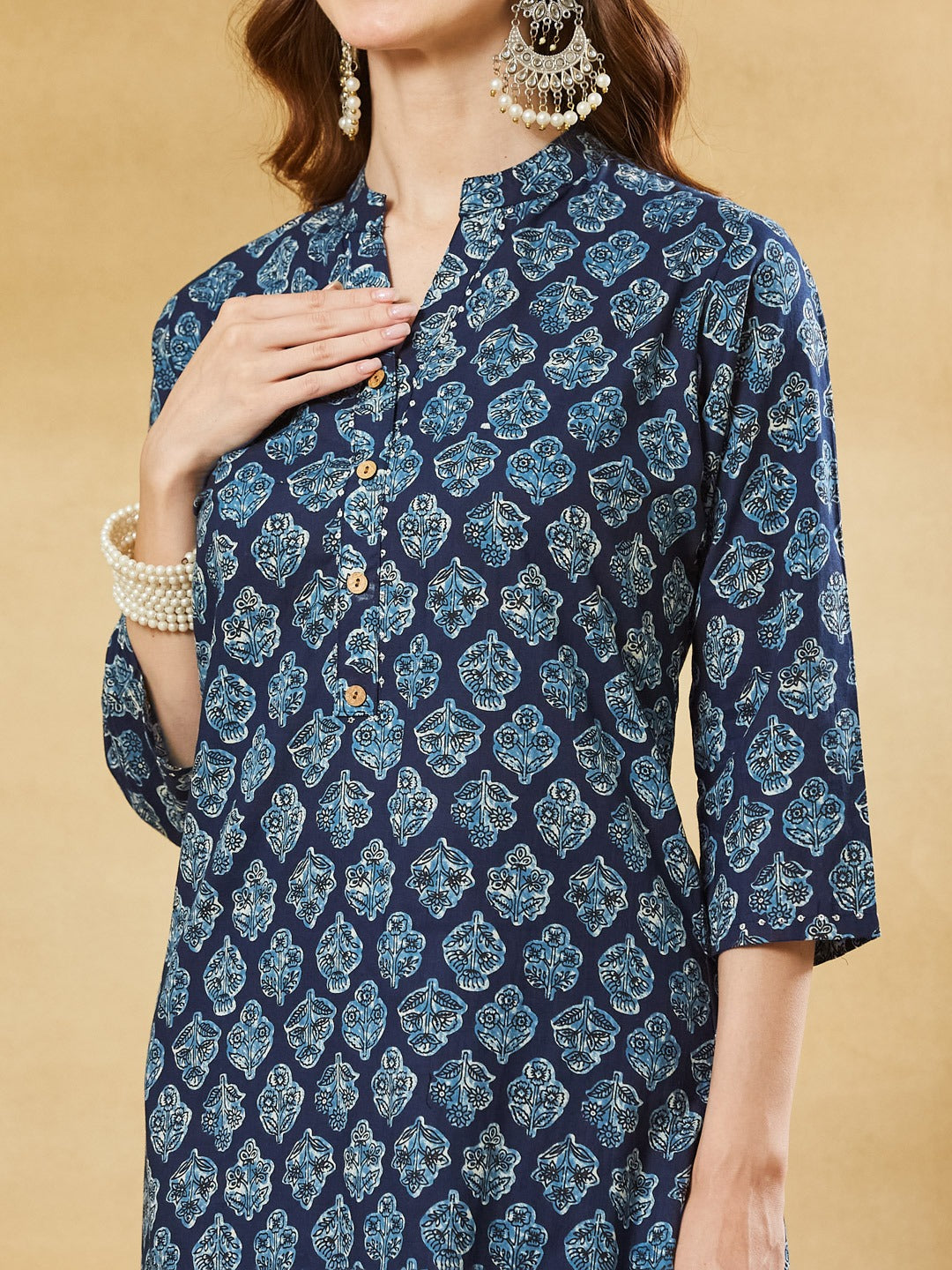 Women’s Blue Pure Cotton Kurta Palazzo Set