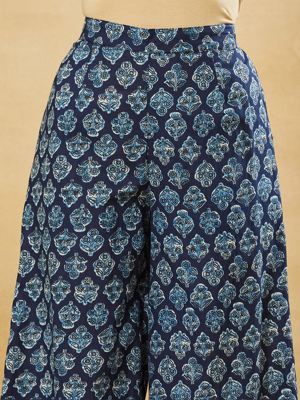 Women’s Blue Pure Cotton Kurta Palazzo Set