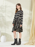 Women’s Black Viscose Rayon Boat Neck Knee-Length Dress