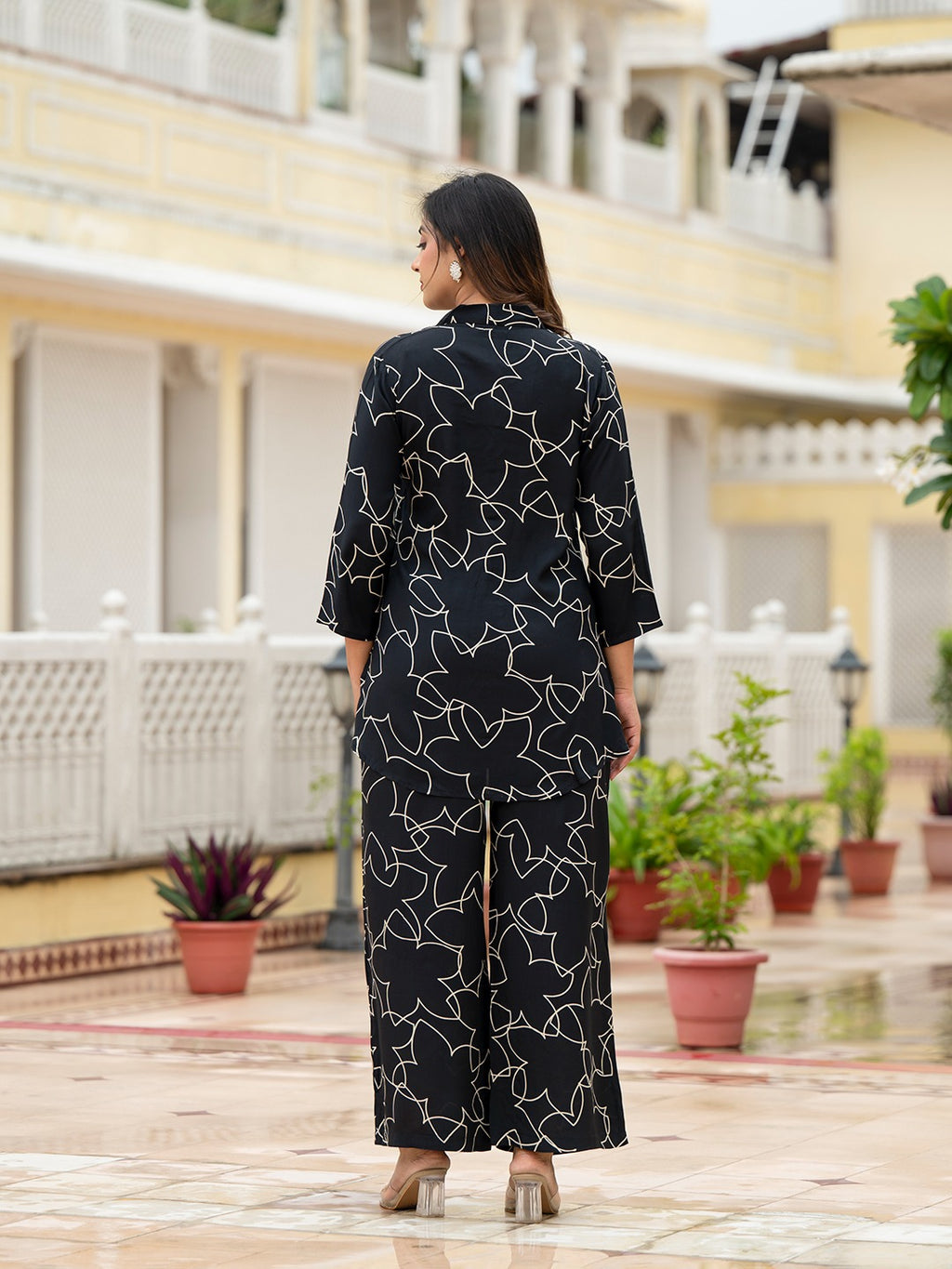 Women’s Black Floral Print Muslin Co-ord Set