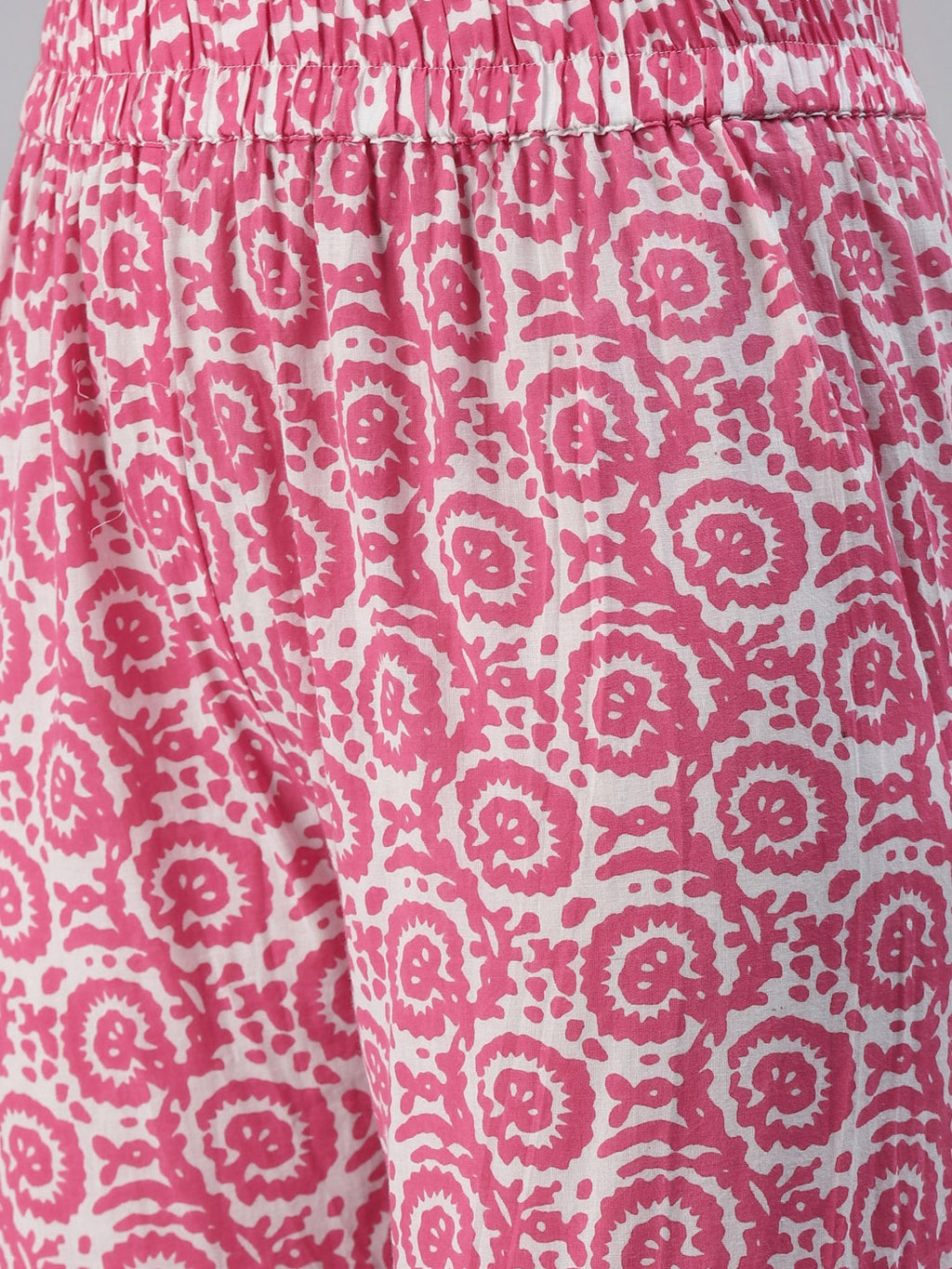 Women’s Pink Cotton Sleeveless Anarkali Sharara Set with Dupatta