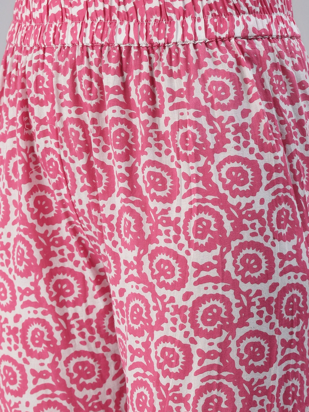Women’s Pink Cotton Sleeveless Anarkali Sharara Set with Dupatta